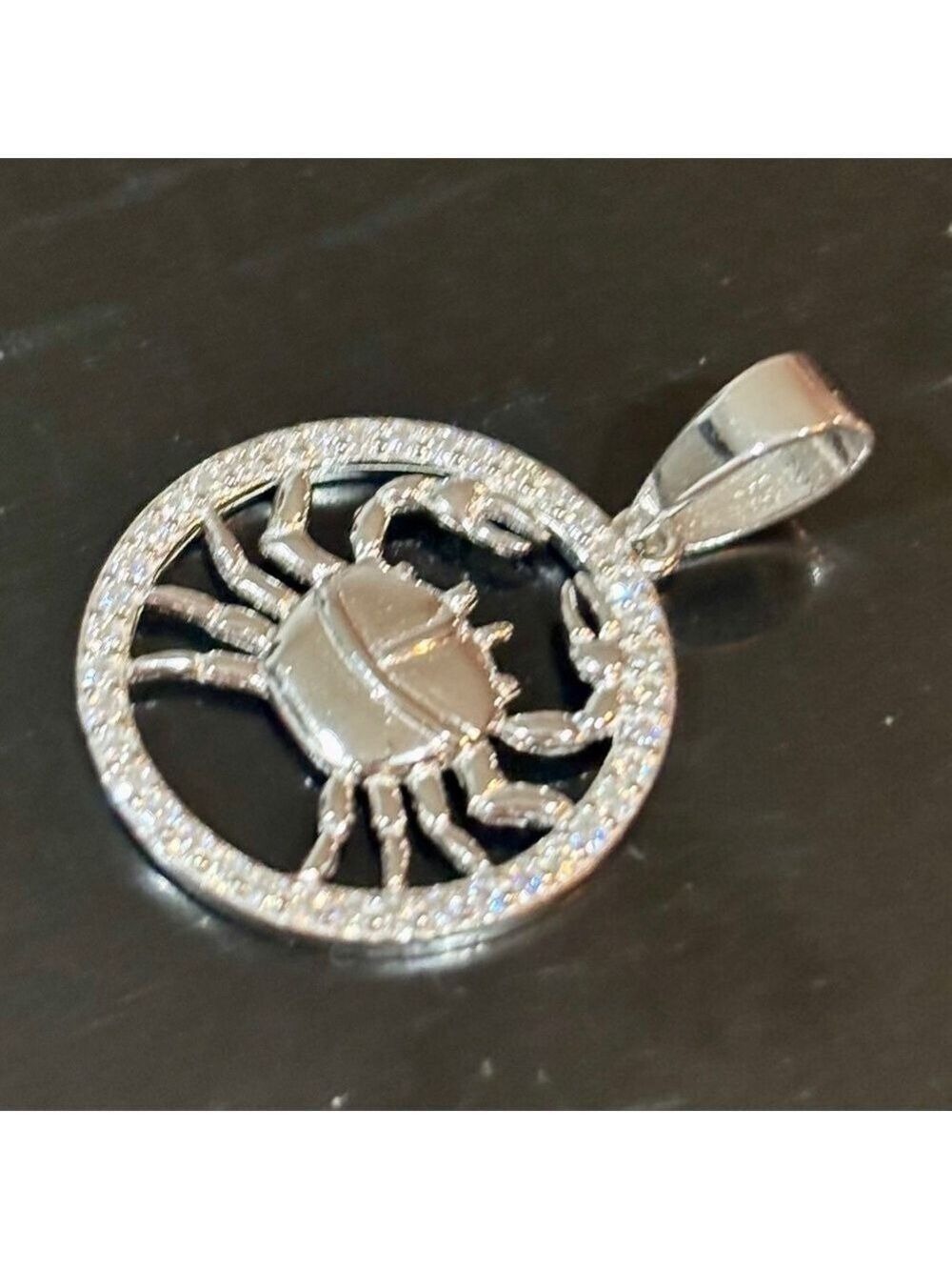 Moissanite over 925 Sterling Silver Cancer zodiacal Pendant - Picture 5 of 7